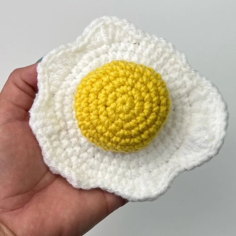 Cat Toy Handmade Fried Egg Catnip Crochet Toy